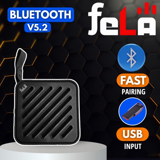 feLA Blast 10W Portable Bluetooth Speaker with Bluetooth Version 5.2, IPX6, upto 480 Minutes Playtime, Supports FM Mode, TF, USB (Black)