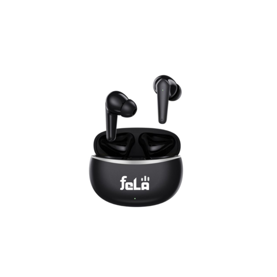 feLA Aura True Wireless Earbuds with Type-C Charging, Bluetooth V5.3, IPX6 Rating, Quick Pairing with Noise Cancellation (Black)