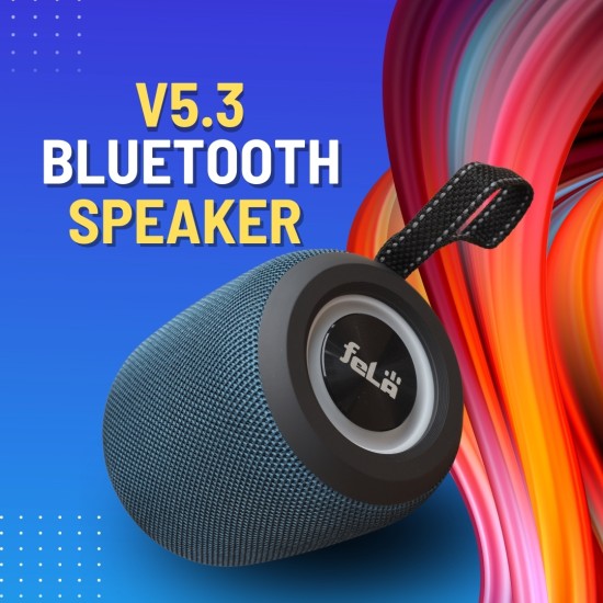 feLA Thunder Portable Wireless Speaker with 12W Bass Diaphragms with Dynamic RGB Light, Bluetooth V5.3,  IPX6, Supports FM (Blue)